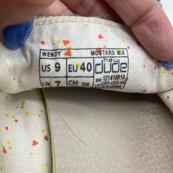 Hey Dude Women's size 9 Mustard Mix Gray Tan Wendy Slip-On Shoes Comfort Easy - Picture 7 of 8